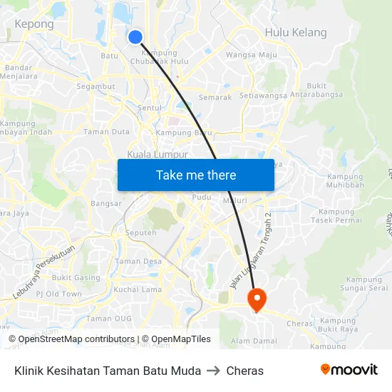 Klinik Kesihatan Taman Batu Muda to Cheras map