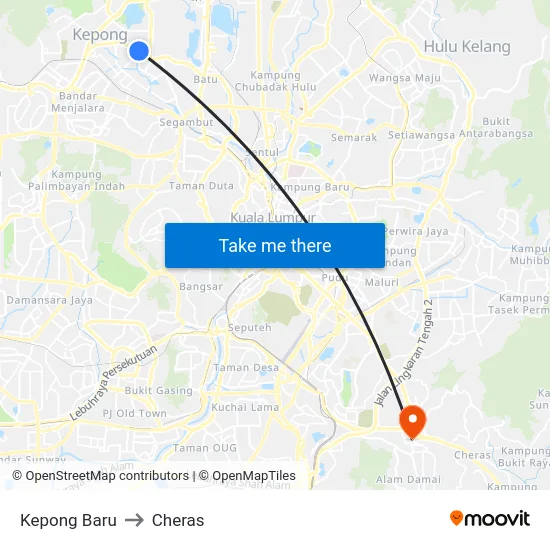 Kepong Baru to Cheras map