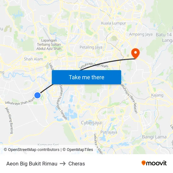 Aeon Big Bukit Rimau to Cheras map