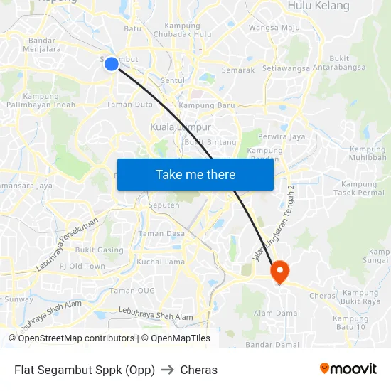 Flat Segambut Sppk (Opp) to Cheras map