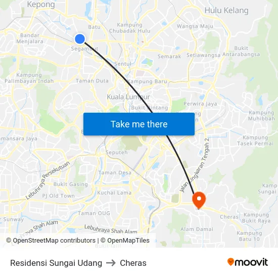 Residensi Sungai Udang to Cheras map