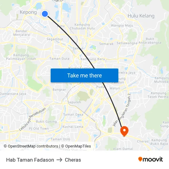 Hab Taman Fadason to Cheras map