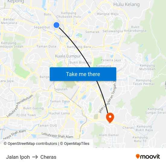 Jalan Ipoh to Cheras map