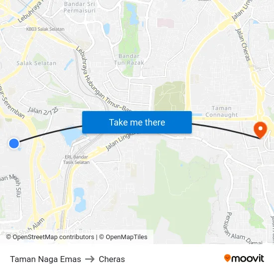 Taman Naga Emas to Cheras map