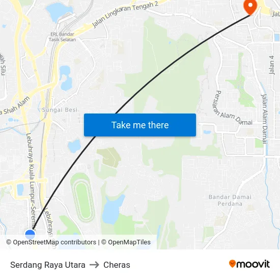 Serdang Raya Utara to Cheras map
