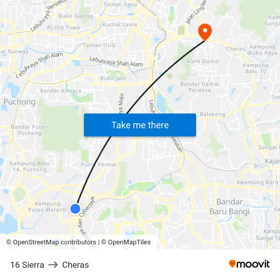 16 Sierra to Cheras map