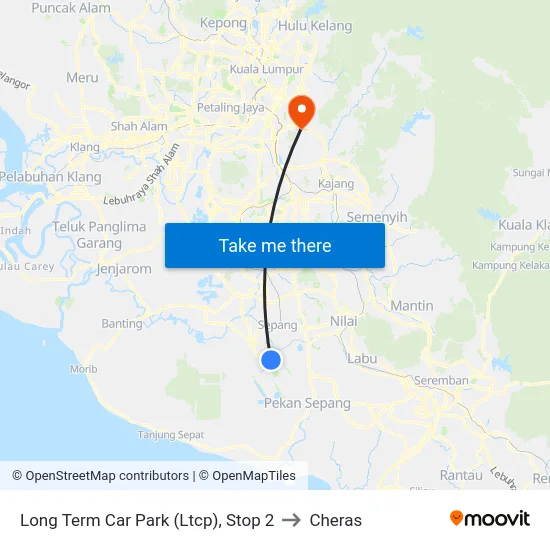 Long Term Car Park (Ltcp), Stop 2 to Cheras map