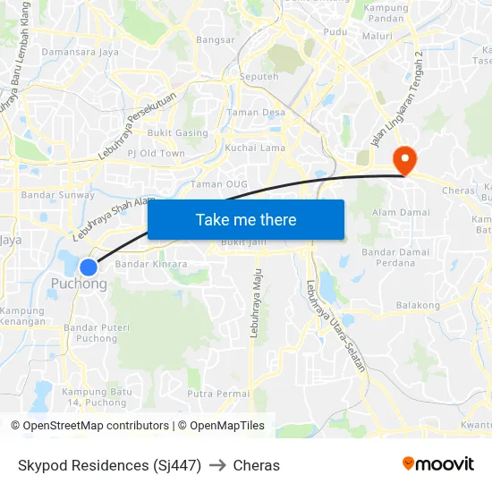 Skypod Residences (Sj447) to Cheras map