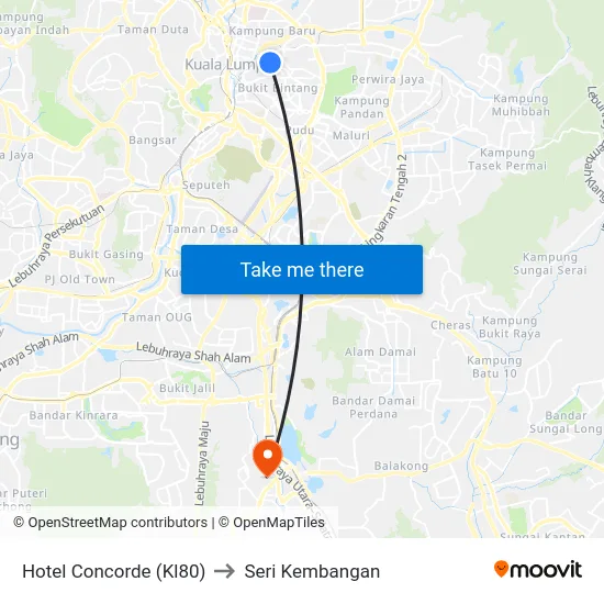 Hotel Concorde (Kl80) to Seri Kembangan map