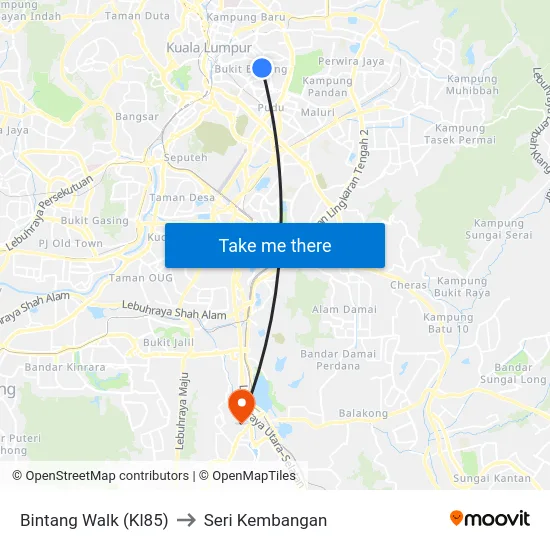 Bintang Walk (Kl85) to Seri Kembangan map