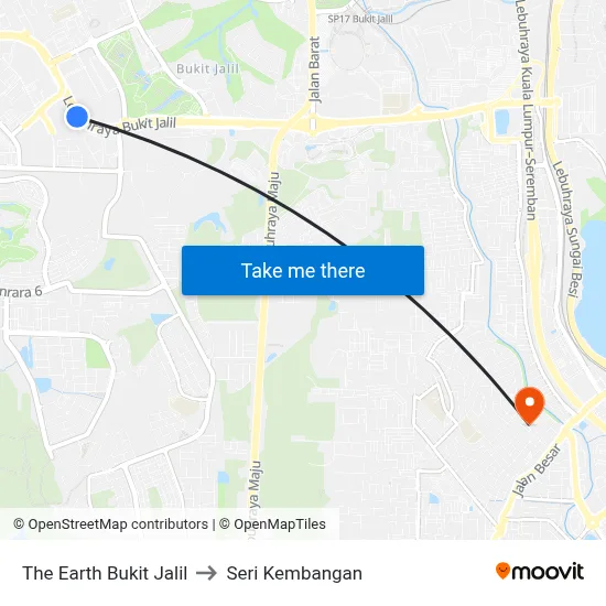 The Earth Bukit Jalil to Seri Kembangan map