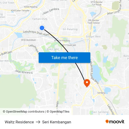 Waltz Residence to Seri Kembangan map