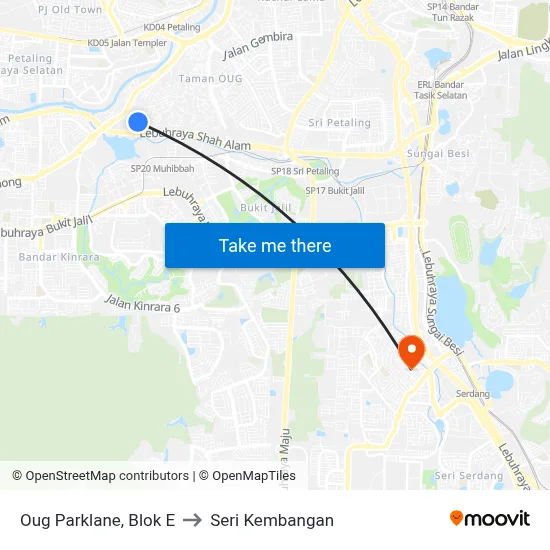 Oug Parklane, Blok E to Seri Kembangan map