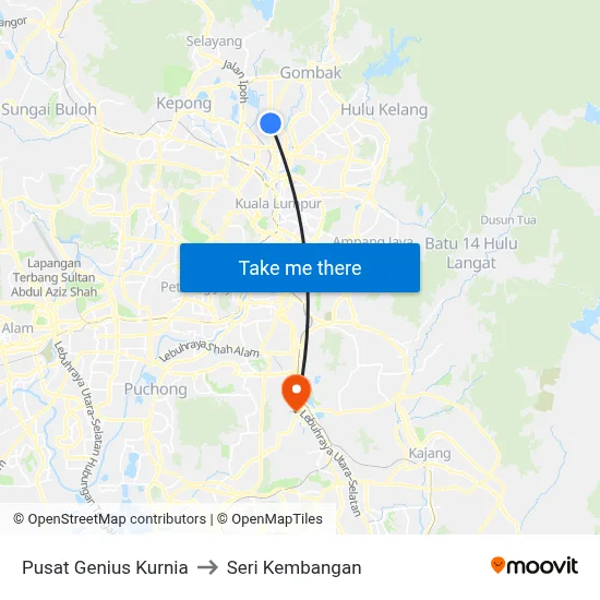 Pusat Genius Kurnia to Seri Kembangan map
