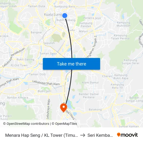 Menara Hap Seng / KL Tower (Timur) (Kl18) to Seri Kembangan map
