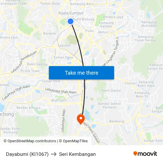 Dayabumi (Kl1067) to Seri Kembangan map