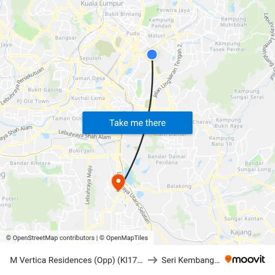 M Vertica Residences (Opp) (Kl1702) to Seri Kembangan map