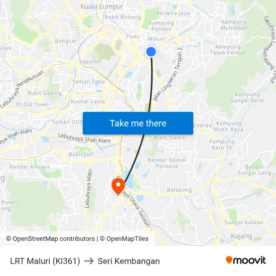 LRT Maluri (Kl361) to Seri Kembangan map