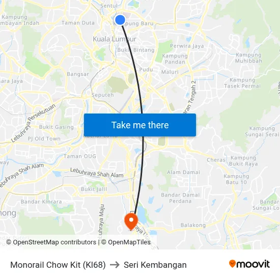 Monorail Chow Kit (Kl68) to Seri Kembangan map