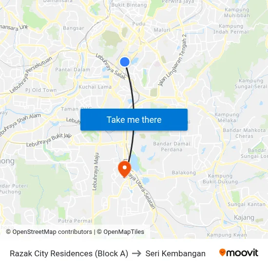 Razak City Residences (Block A) to Seri Kembangan map