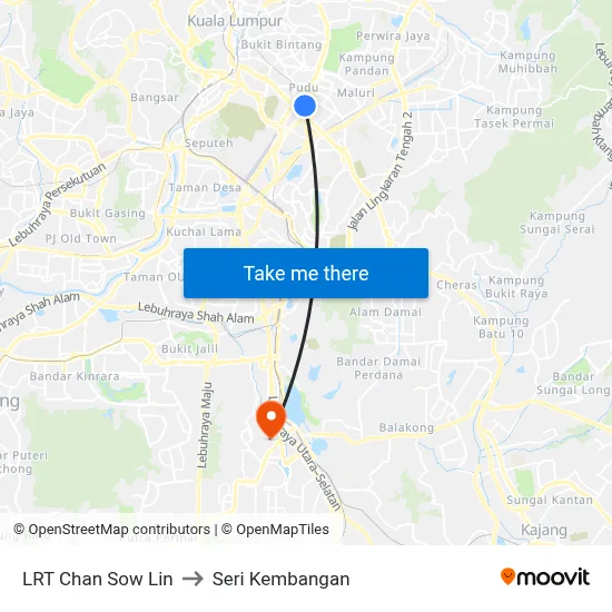 LRT Chan Sow Lin to Seri Kembangan map