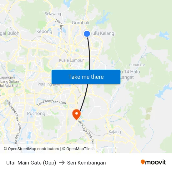 Utar Main Gate (Opp) to Seri Kembangan map