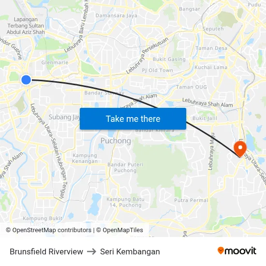 Brunsfield Riverview to Seri Kembangan map