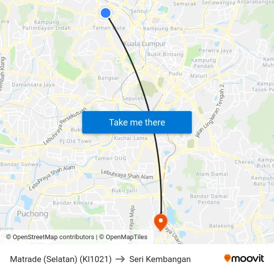 Matrade (Selatan) (Kl1021) to Seri Kembangan map