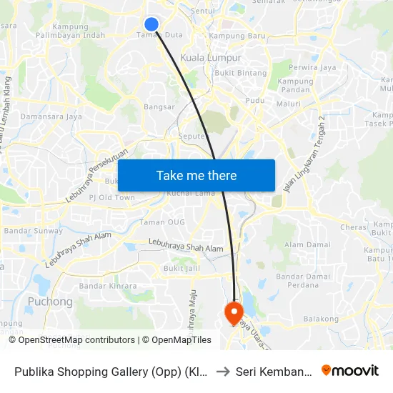 Publika Shopping Gallery (Opp) (Kl1016) to Seri Kembangan map
