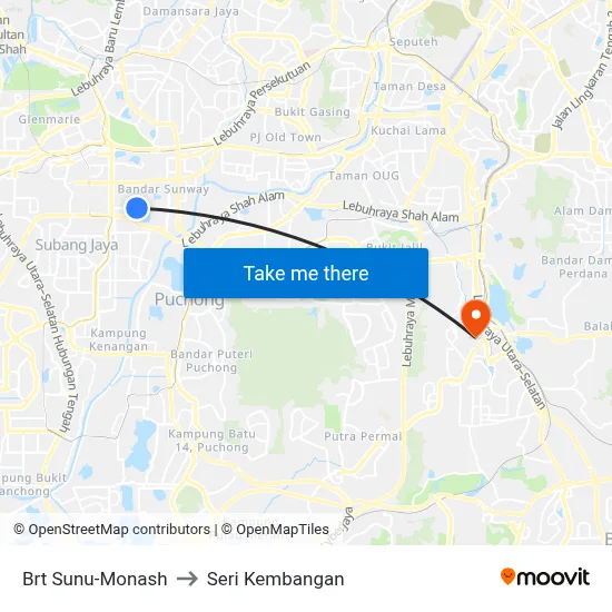 Brt Sunu-Monash to Seri Kembangan map