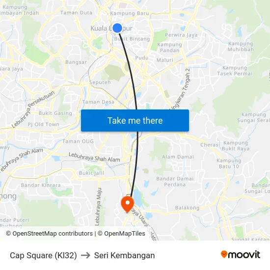 Cap Square (Kl32) to Seri Kembangan map