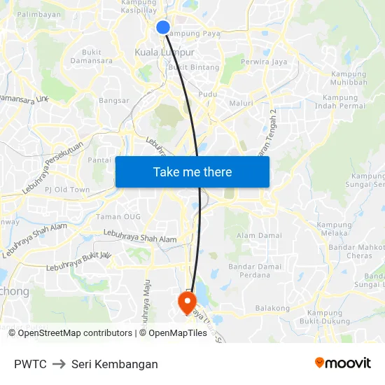 PWTC to Seri Kembangan map