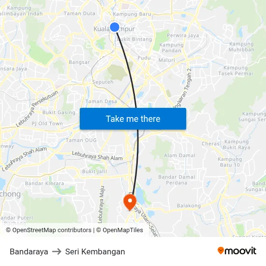 Bandaraya to Seri Kembangan map
