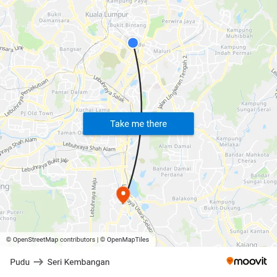 Pudu to Seri Kembangan map
