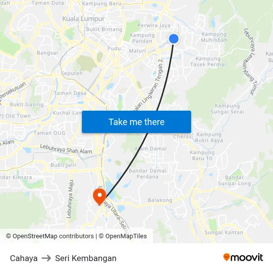 Cahaya to Seri Kembangan map