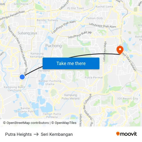 Putra Heights to Seri Kembangan map