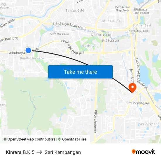 Kinrara B.K.5 to Seri Kembangan map