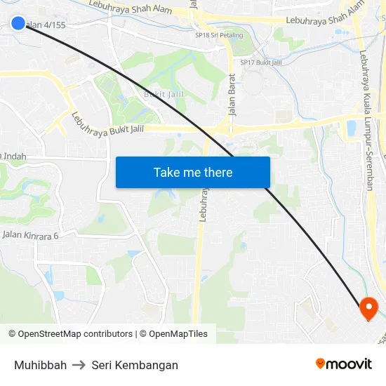Muhibbah to Seri Kembangan map