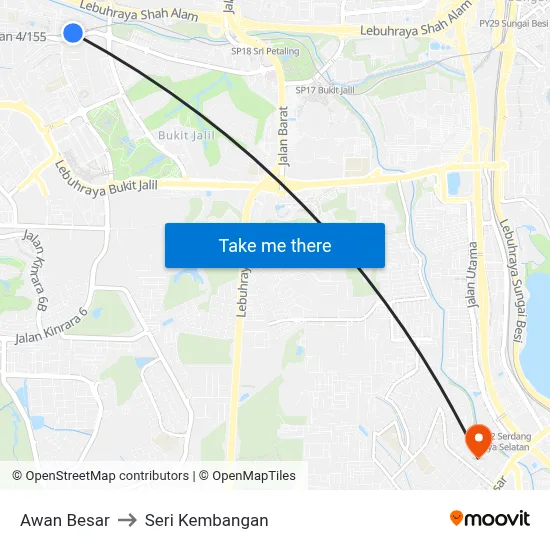 Awan Besar to Seri Kembangan map