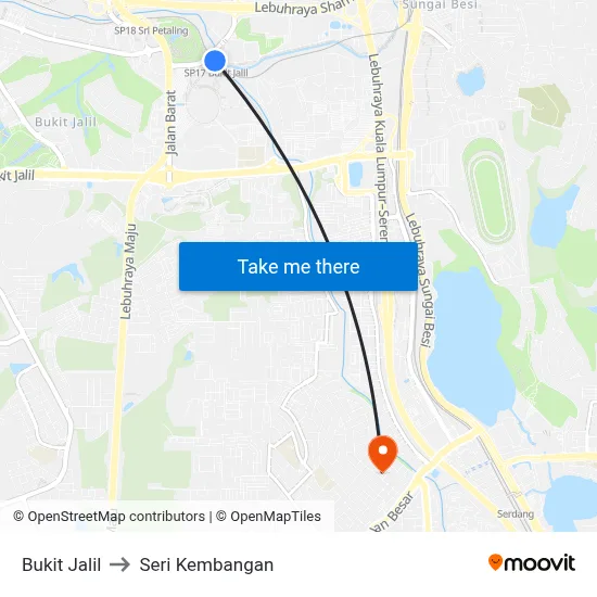 Bukit Jalil to Seri Kembangan map