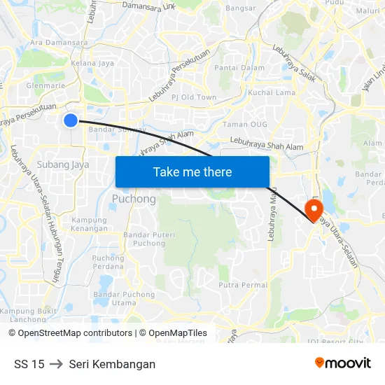 SS 15 to Seri Kembangan map