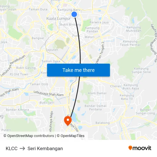 KLCC to Seri Kembangan map
