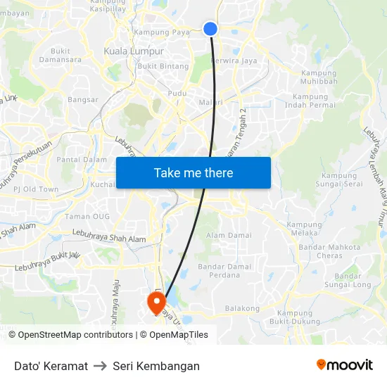 Dato' Keramat to Seri Kembangan map