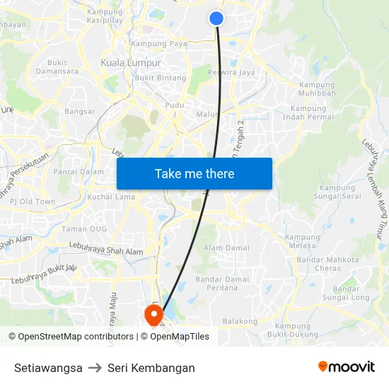 Setiawangsa to Seri Kembangan map