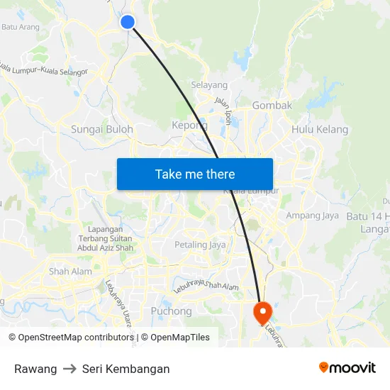 Rawang to Seri Kembangan map