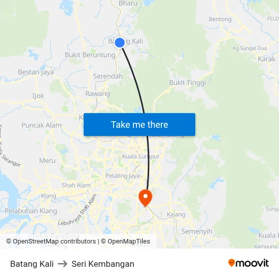 Batang Kali to Seri Kembangan map