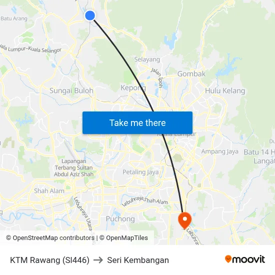 KTM Rawang (Sl446) to Seri Kembangan map