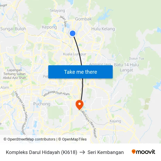 Kompleks Darul Hidayah (Kl618) to Seri Kembangan map