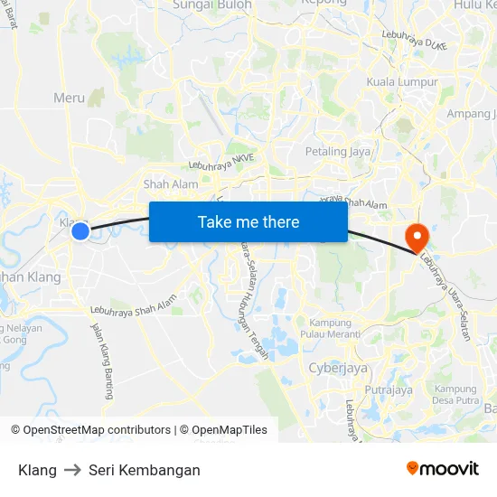 Klang to Seri Kembangan map