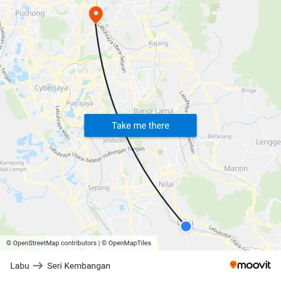 Labu to Seri Kembangan map